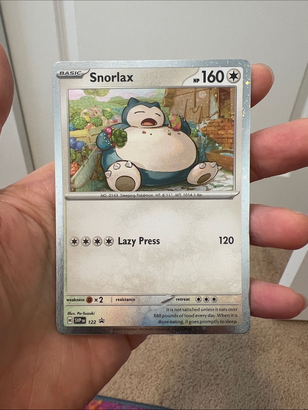 Pokemon Snorlax Trading Card - Blue White Silver